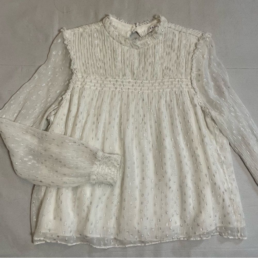 Frame Frame Smocked Metallic Woven Blouse Size S Size S / US 4 / IT 40 - 7 Thumbnail