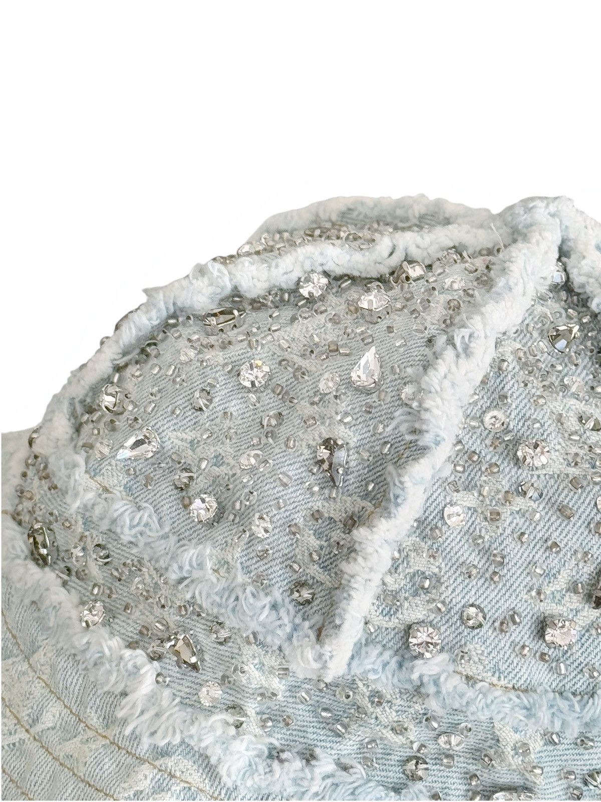 Louis Vuitton 1/1 Virgil Crystal Rain Distressed Denim Monogram Bucket Hat Size ONE SIZE - 10 Thumbnail