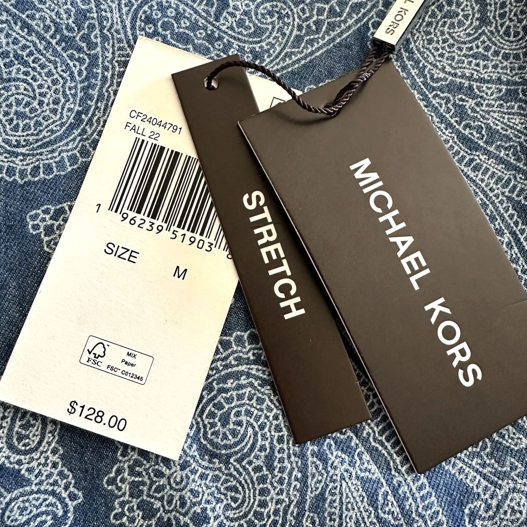 Michael Kors Michael Kors Denim Paisley Button-Up Shirt Long Sleeve Stretch Men M Blue Size US M / EU 48-50 / 2 - 3 Thumbnail