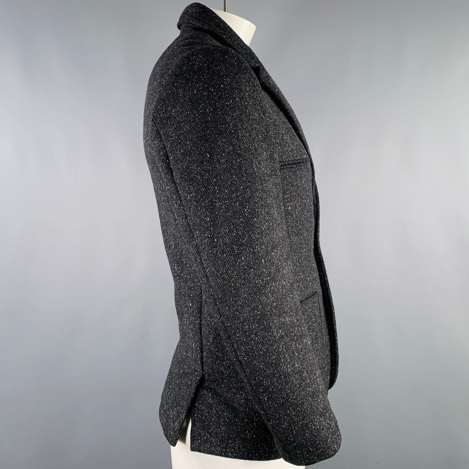 EDUN EDUN Size 42 Black White Twill Wool Blend Notch Lapel Coat Size US L / EU 52-54 / 3 - 2 Thumbnail