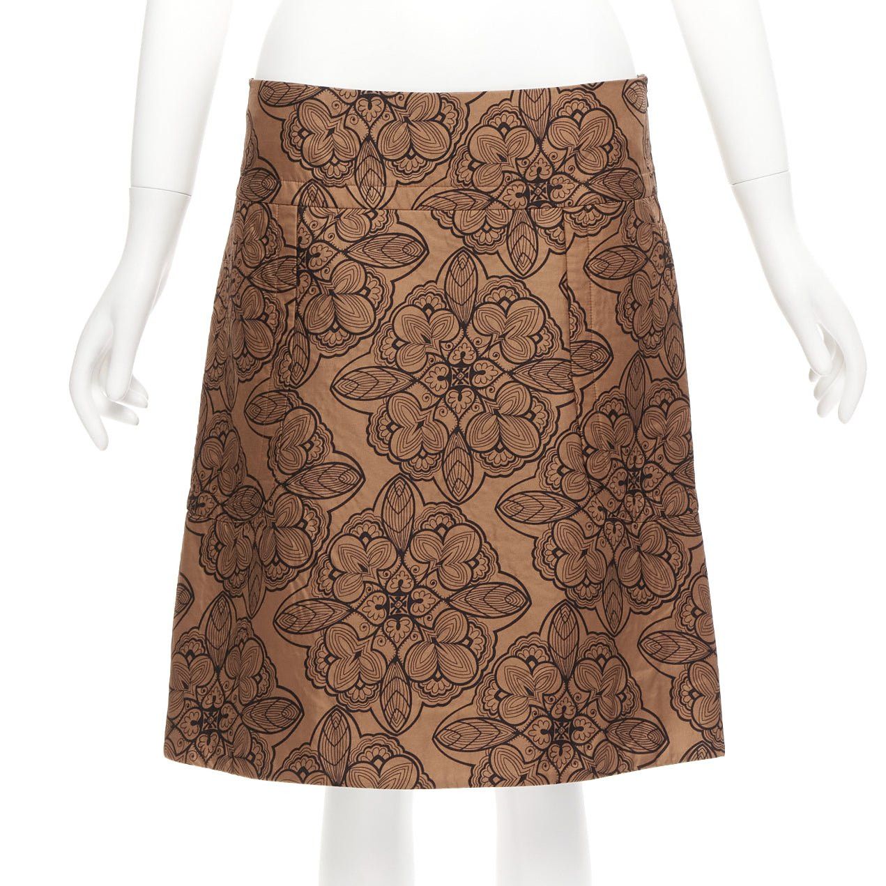 Marni MARNI brown cotton silk blend floral illustration jersey lined skirt IT40 S Size 27" / US 4 / IT 40 - 1 Thumbnail
