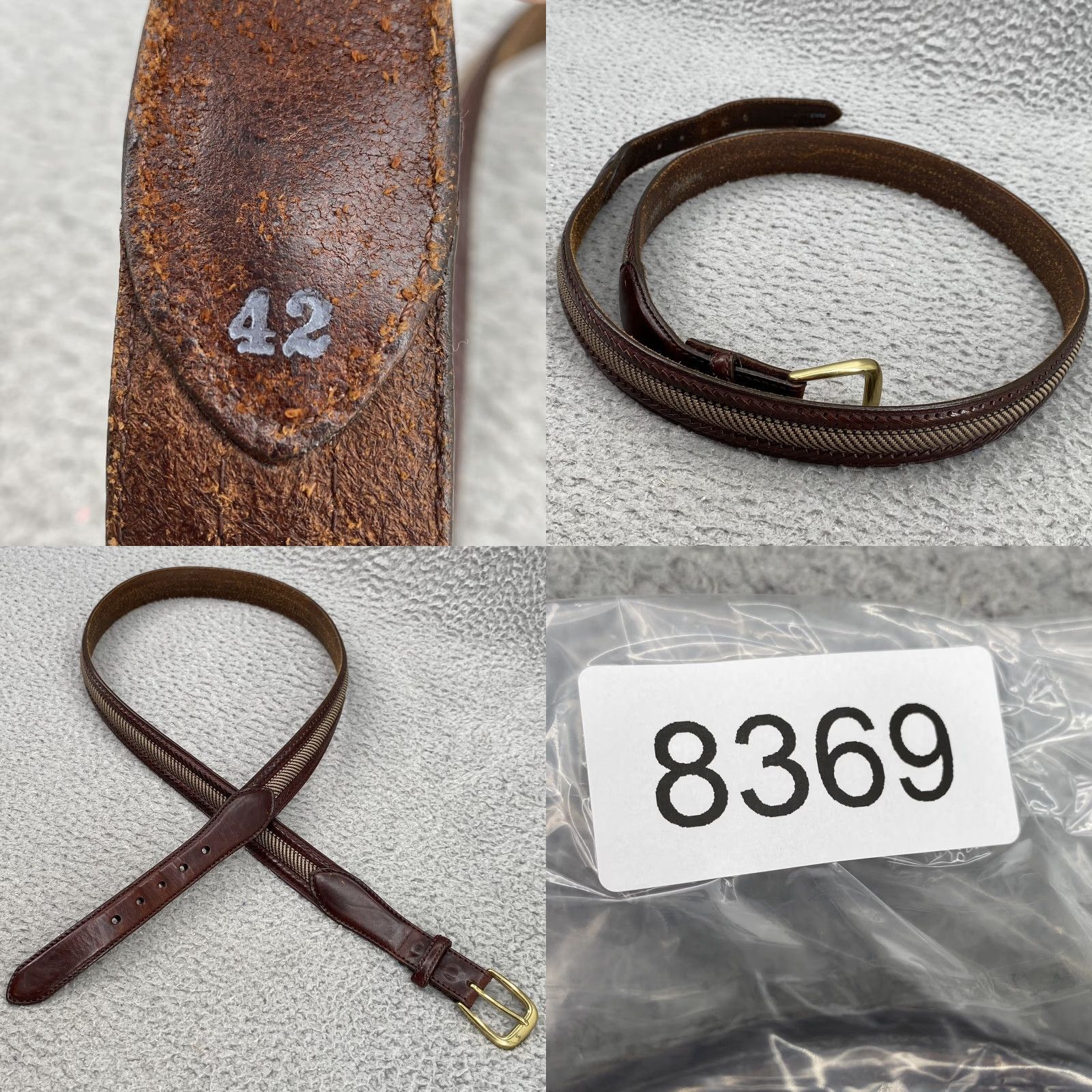 Brighton Brighton Leather Camden Canvas Belt Men Brown Size 42 Knit Brass Buckle Corpcore Belt Size ONE SIZE - 8 Thumbnail