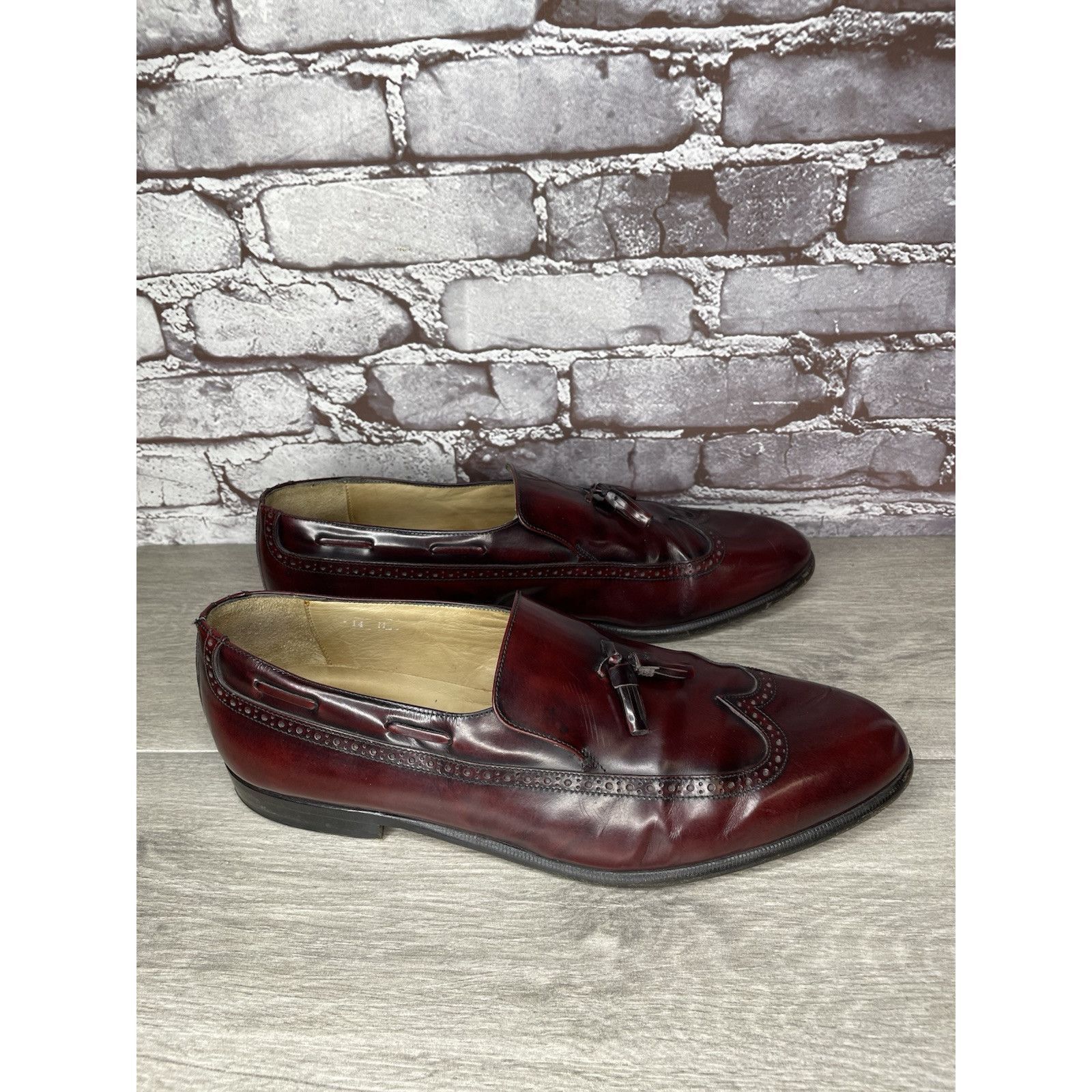 Nordstrom Nordstrom Burgundy Leather Wingtip Tassel Loafers Dress Shoe Size US 14 / EU 47 - 3 Thumbnail