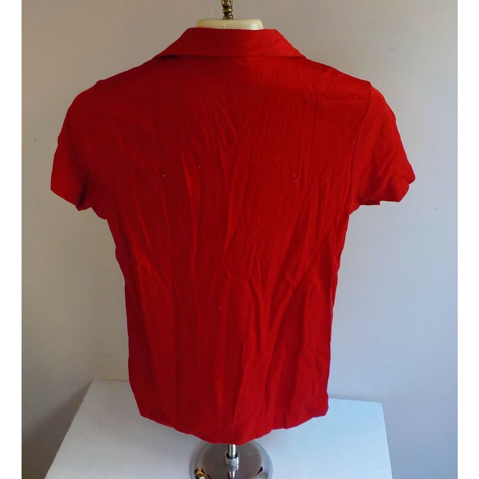 Ralph Lauren Ralph Lauren Short Sleeve Lace Up T-Shirt Red Slim Fit Large Women's Top Size L / US 10 / IT 46 - 4 Thumbnail