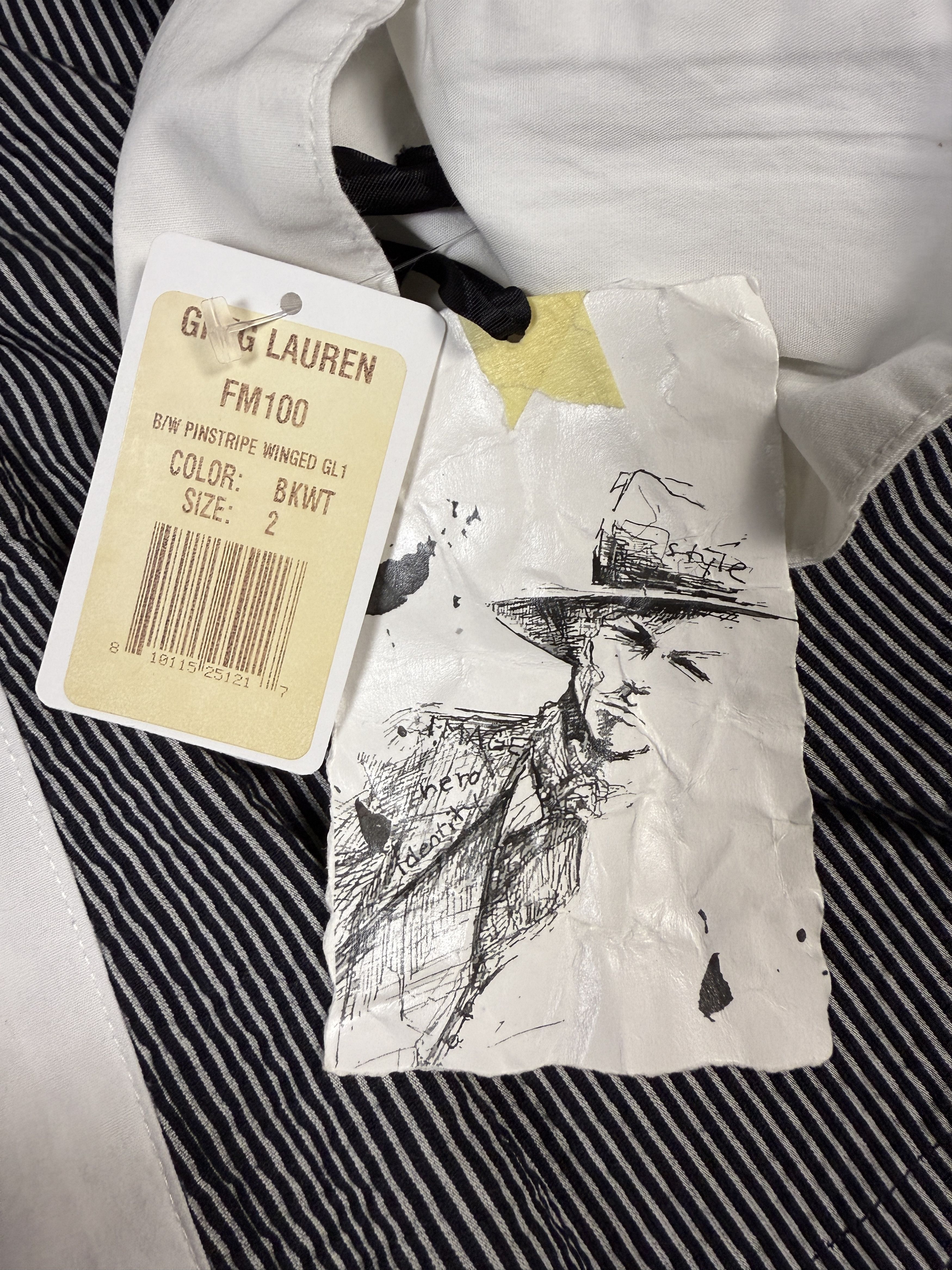 Greg Lauren $950 Greg Lauren Black/White Pinstripe Winged GL1 Size US M / EU 48-50 / 2 - 9 Thumbnail