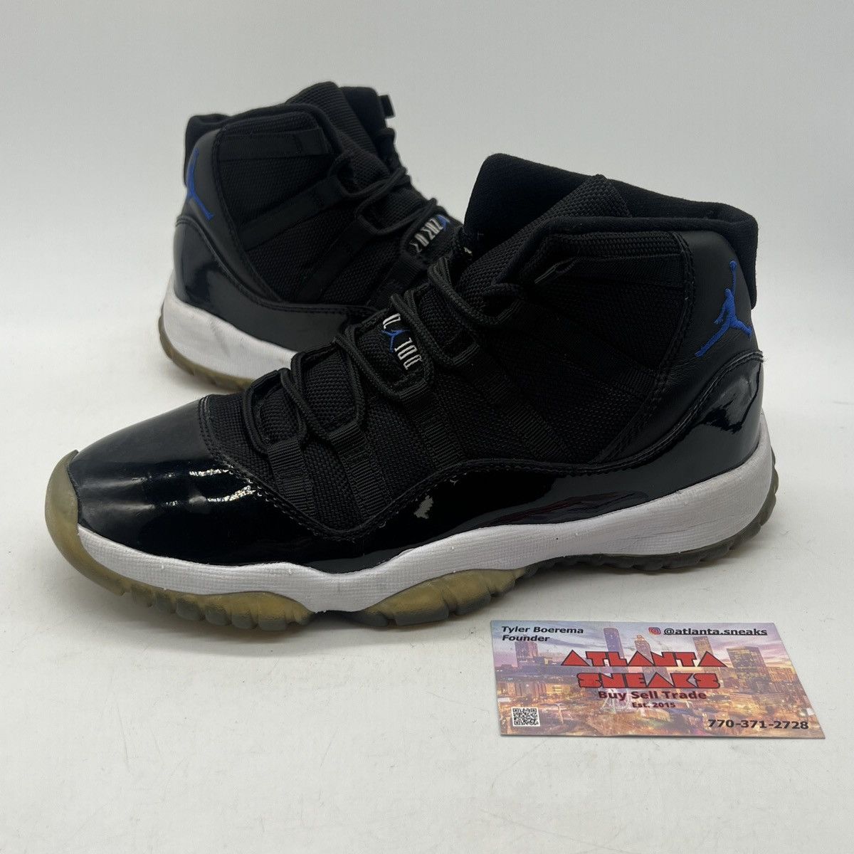 image of Air Jordan 11 Space Jam Shoes in Black, Women's (Size 4)