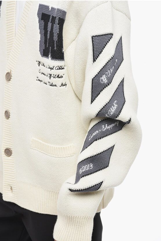 Off-White o1y0325 Logo Cardigan in Off White Size US M / EU 48-50 / 2 - 2 Thumbnail