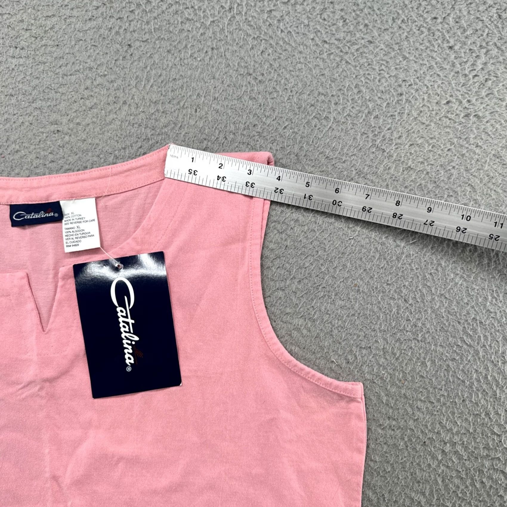 Catalina VINTAGE Catalina Women’s Pink 100% Cotton Sleeveless Tank Top XL Shirt, V Neck, Round Neck, Pullover, Basic Retro Size XL / US 12-14 / IT 48-50 - 5 Thumbnail