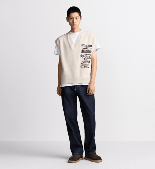 Dior o1w1db11025 513M66 Archives Labels Sweater Vest in White Size US L / EU 52-54 / 3 - 4 Thumbnail