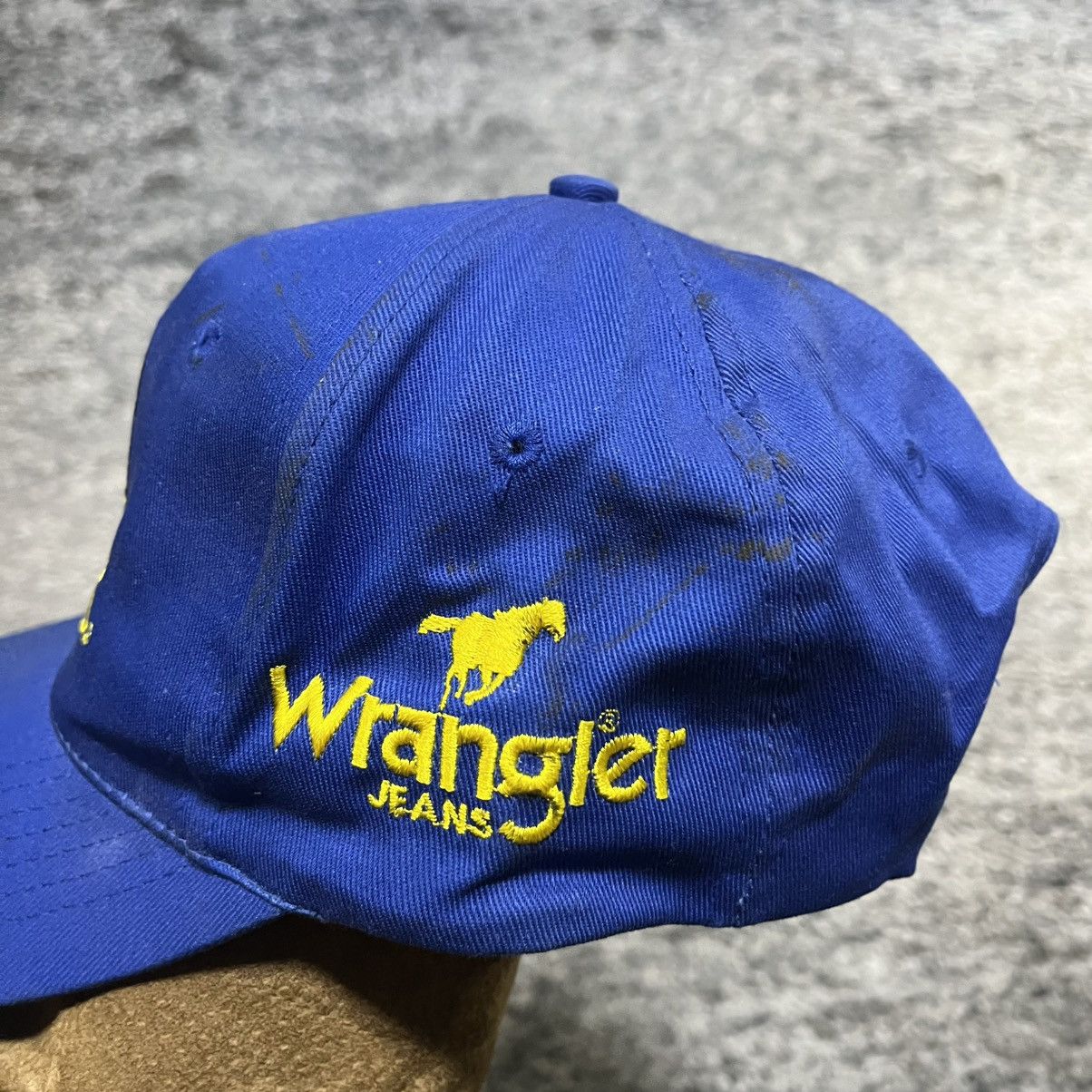 NASCAR Vintage 90s Dale Earnhardt Wrangler Blue NASCAR Snapback Hat Size ONE SIZE - 5 Thumbnail