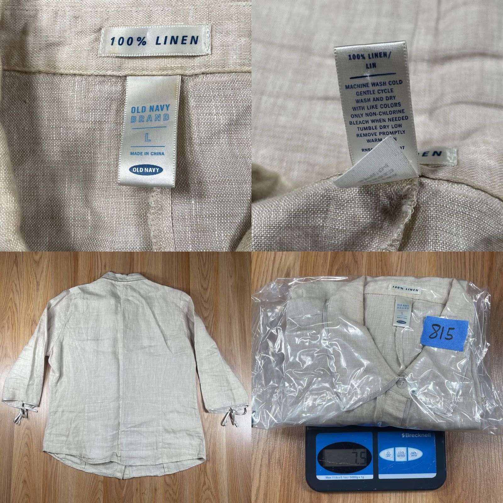 Old Navy Old Navy Shirt 100% Linen Button-Up Collared 3/4 Sleeve Womens Size XL Beige Size XL / US 12-14 / IT 48-50 - 8 Thumbnail