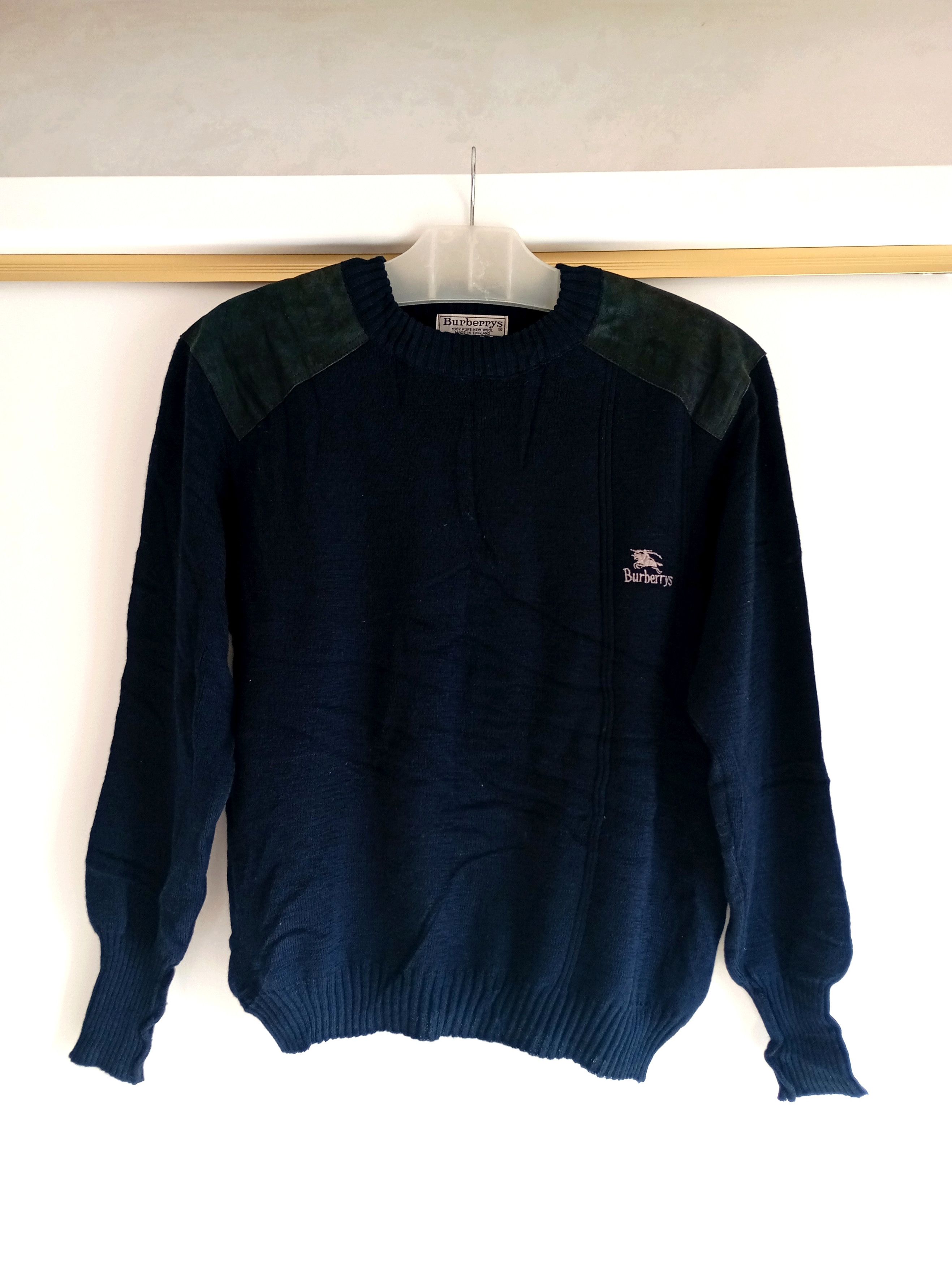 Burberry Burberry Vintage sweater Wool knitted Logo leather elbows Size US XL / EU 56 / 4 - 1 Thumbnail