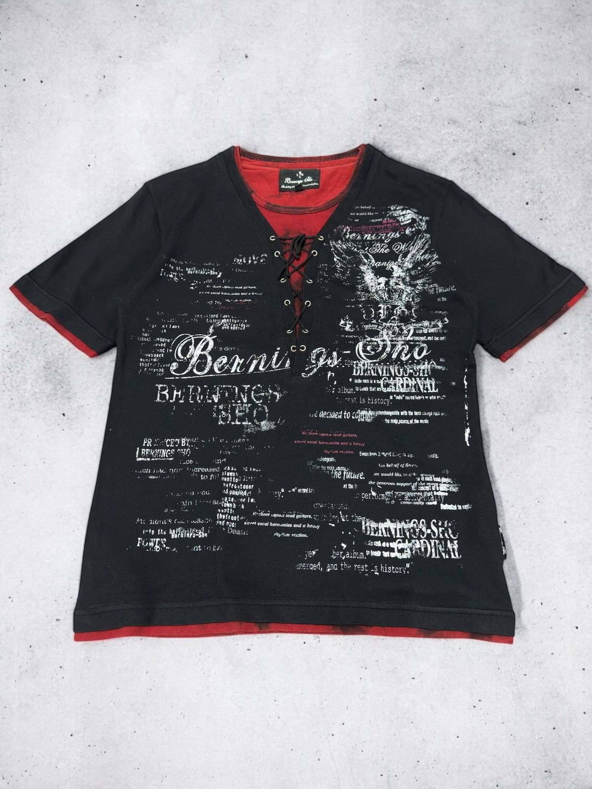 If Six Was Nine 2000s Burning Sho Lace-up Gothic Punk Layered Tshirt Size US S / EU 44-46 / 1 - 1 Thumbnail