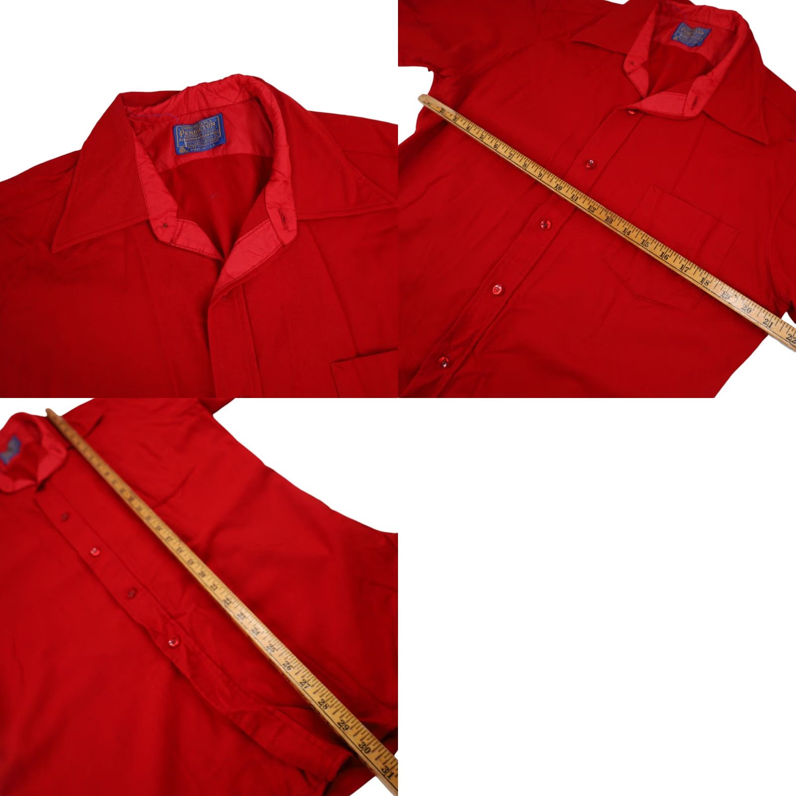 Pendleton VINTAGE Pendleton %100 Virgin Wool Button Up Shirt Mens Short Sleeve L Red Size US L / EU 52-54 / 3 - 8 Thumbnail