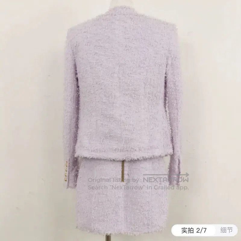 Balmain Balmain Wool Blend Purple Coat for Women . Size XS / US 0-2 / IT 36-38 - 2 Thumbnail