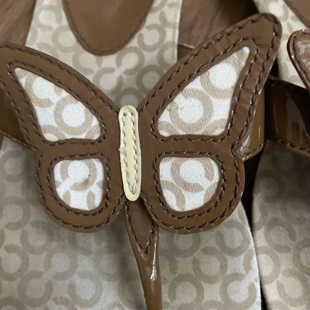 Coach Coach Petra Brown Butterfly Thong Slip-On Flip Flop Sandals Size US 8.5 / IT 38.5 - 3 Thumbnail