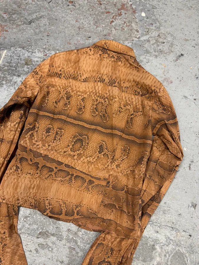 Designer × Roberto Cavalli × Vintage 2000s Cavalli Bronze Snake Print Shirt Size S / US 4 / IT 40 - 3 Thumbnail