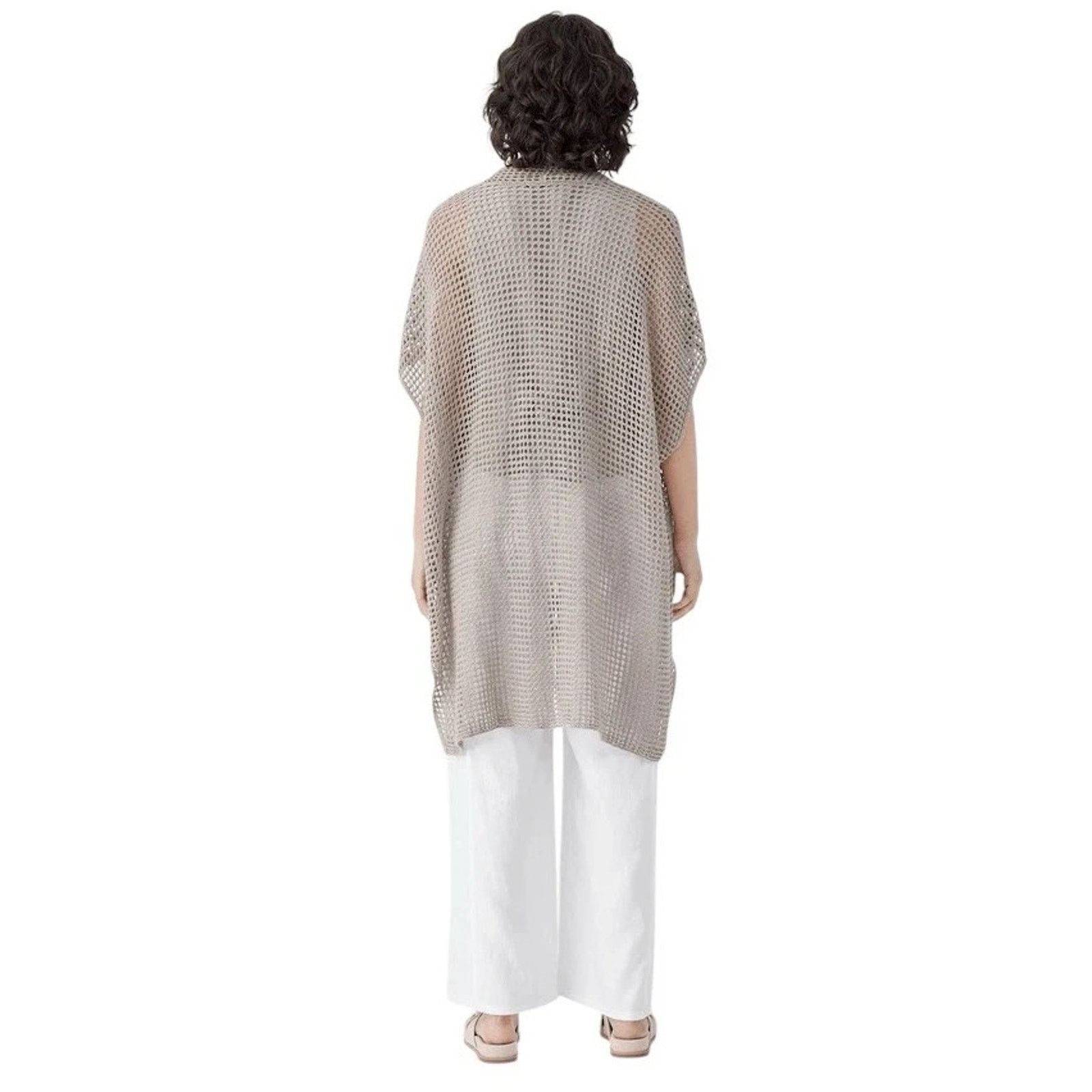 Eileen Fisher EILEEN FISHER Open Stitch Longline Linen Cardigan Sz S/M P/M Size S / US 4 / IT 40 - 2 Thumbnail