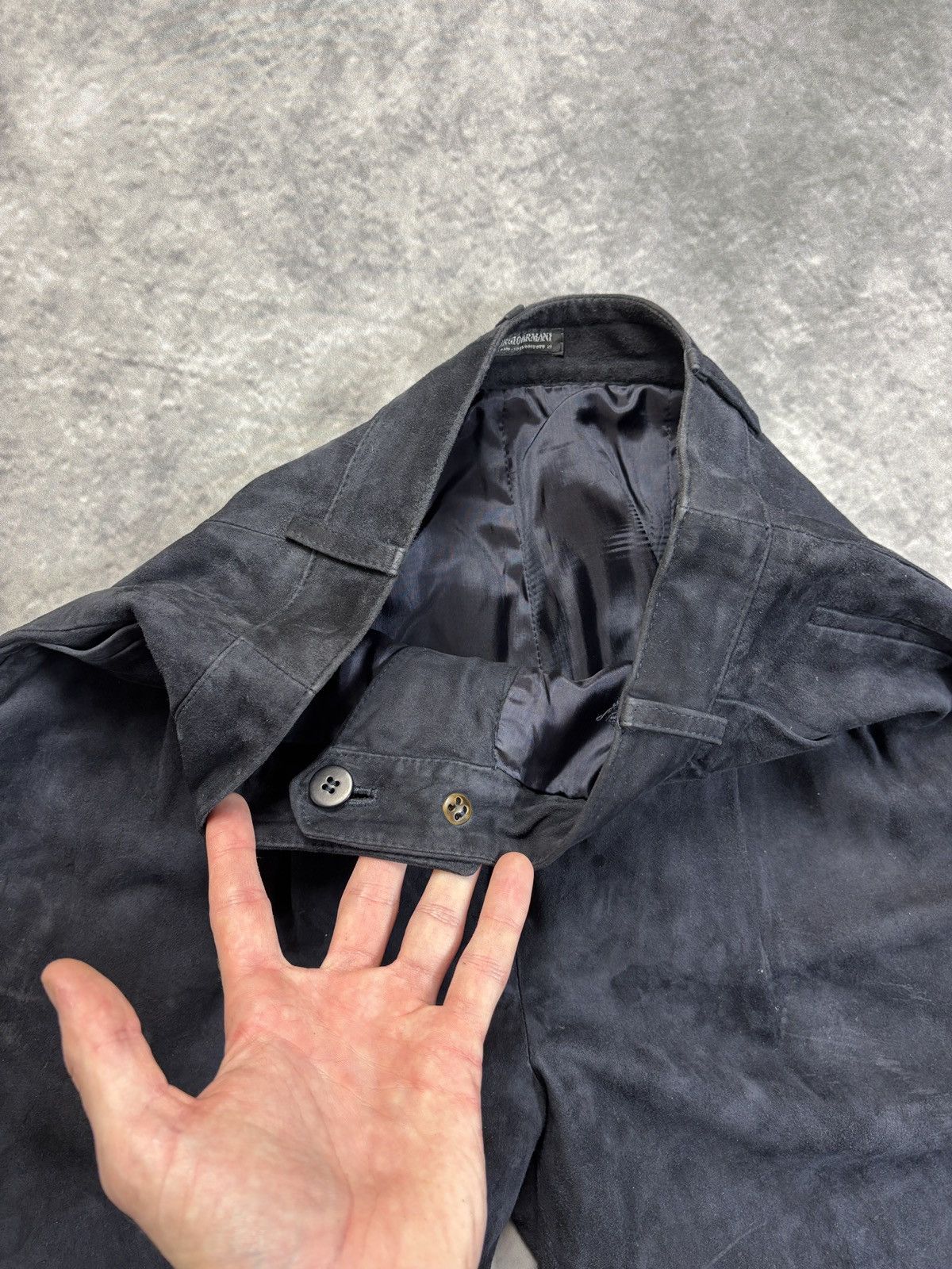 Giorgio Armani × Vintage 1980s Giorgio Armani Suede Pants Vintage Borgonuovo Black 44 Size 30" / US 8 / IT 44 - 7 Thumbnail