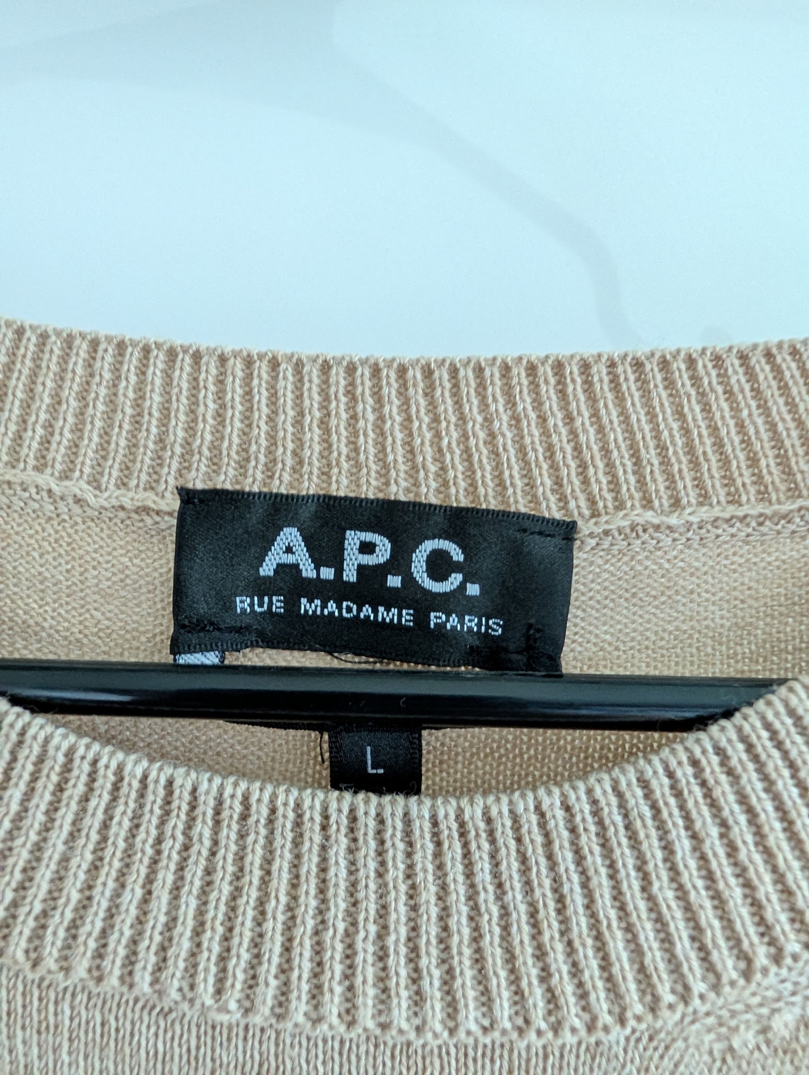 A.P.C. A.P.C. Beige Knit Sweater with Embroidered Argyle Logo Large Size US L / EU 52-54 / 3 - 3 Thumbnail