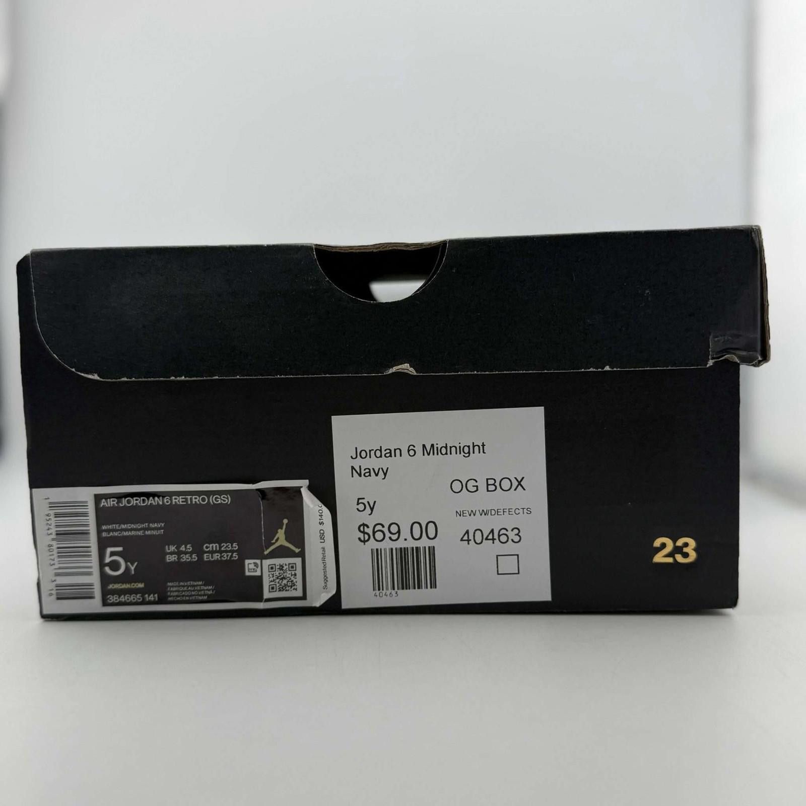 Jordan Brand Air Jordan 6 Retro GS White Midnight Navy 5Y Size US 5 / EU 37 - 8 Thumbnail