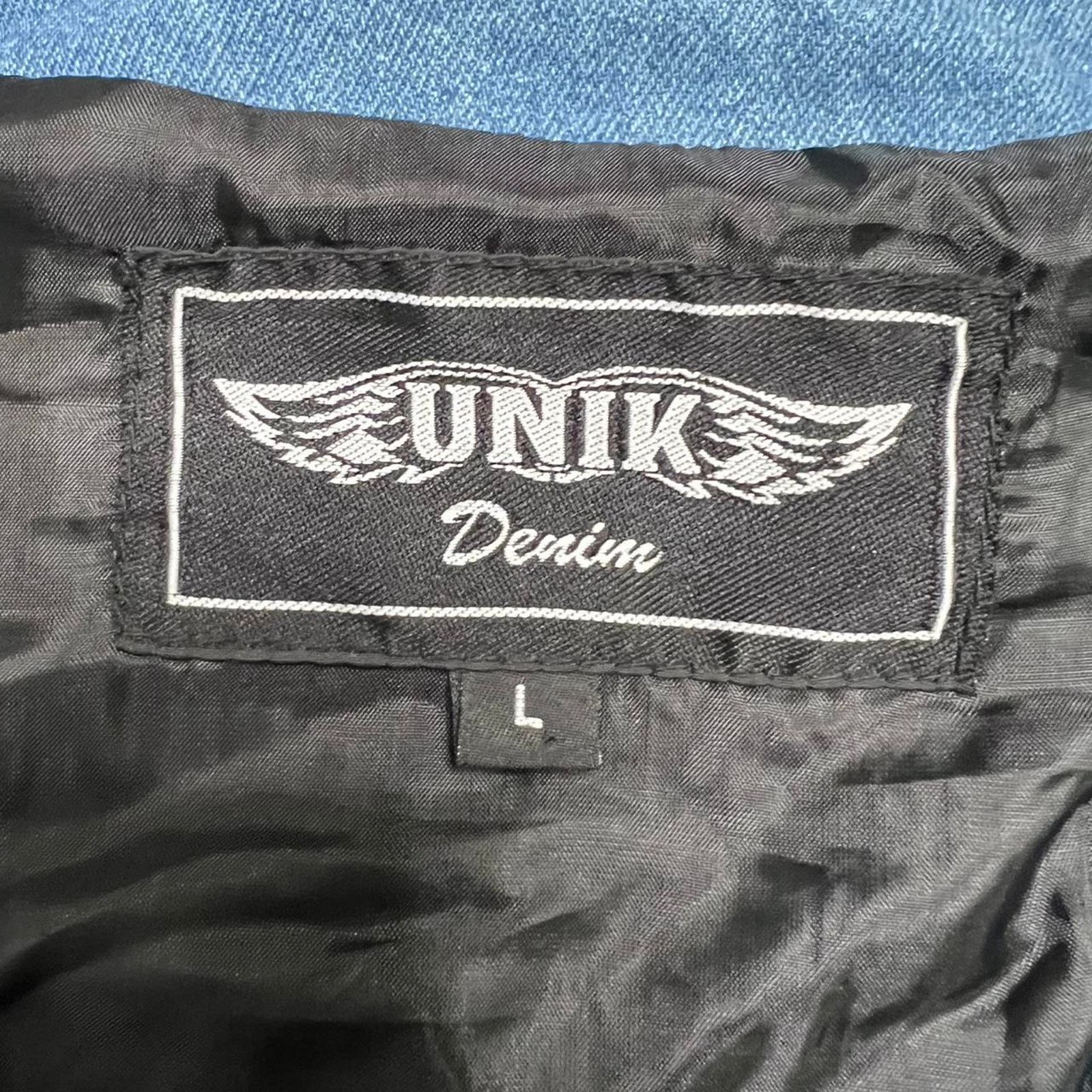 UNIK International Inc. Vintage‎ UNIK Denim Motorcycle Biker Denim Vest Lace Sz L Size US L / EU 52-54 / 3 - 12 Thumbnail
