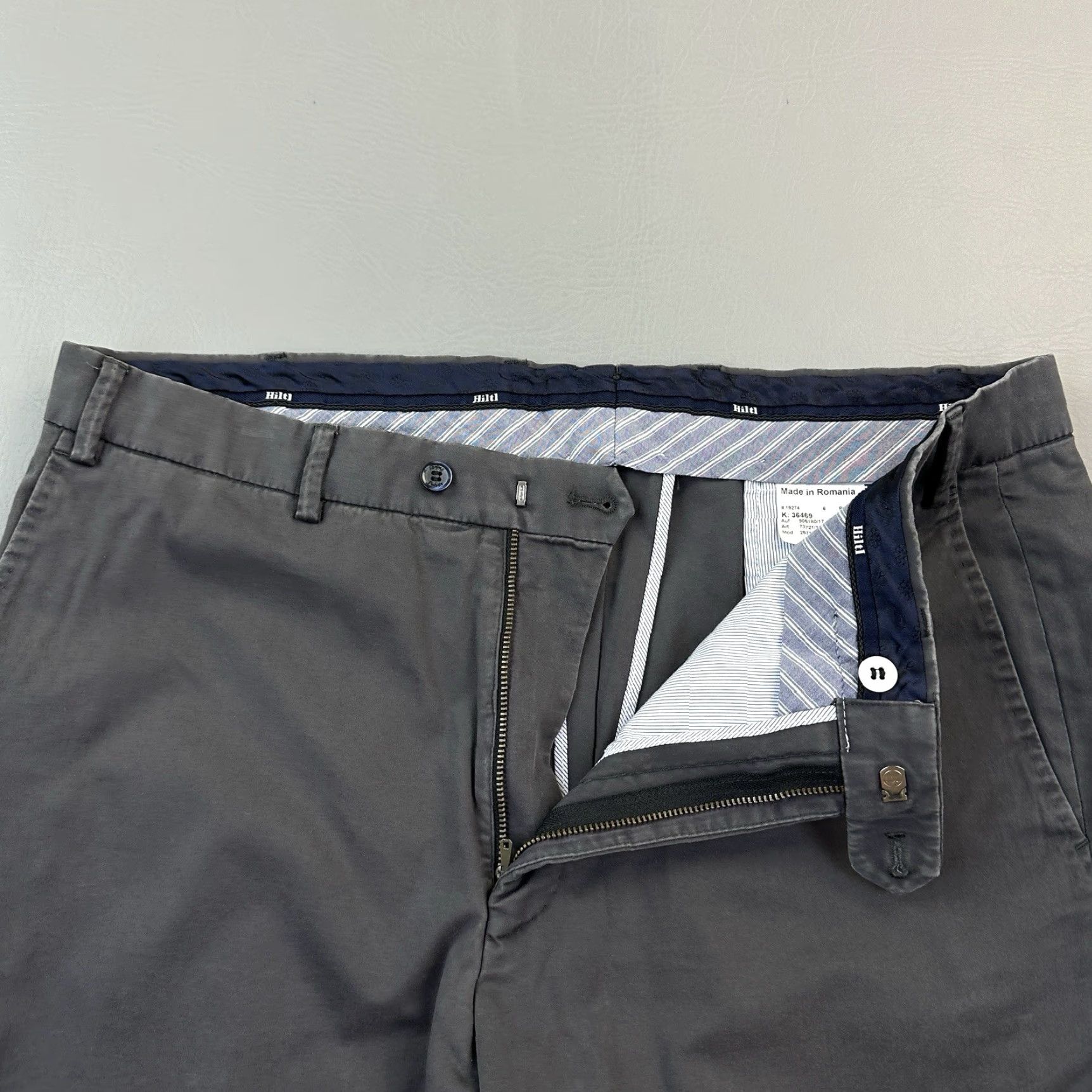 Vintage Hiltl Perfetto Pants Mens 36x30 Gray Cotton Stretch Dress Chino Trousers Size US 36 / EU 52 - 6 Thumbnail