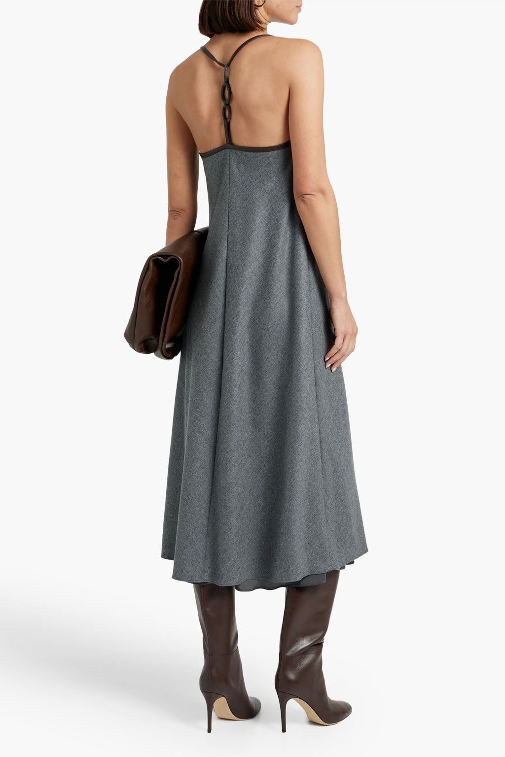 Brunello Cucinelli o1y0725 Midi Dress in Dark Gray Size M / US 6-8 / IT 42-44 - 3 Thumbnail