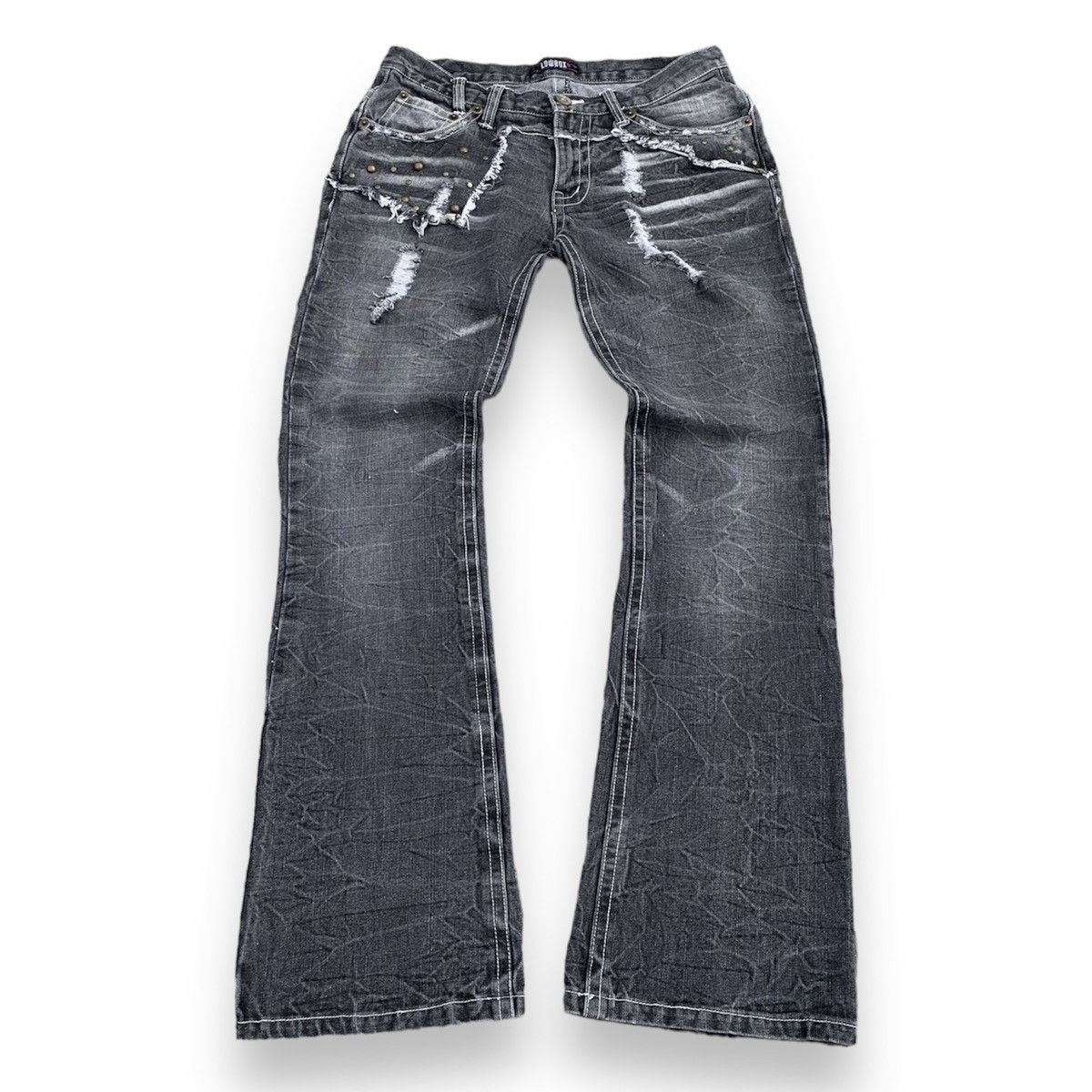 Pre-owned If Six Was Nine X Le Grande Bleu L G B Low Box Flare Jeans Studded - Ifsixwasnine Lgb Style In Denim