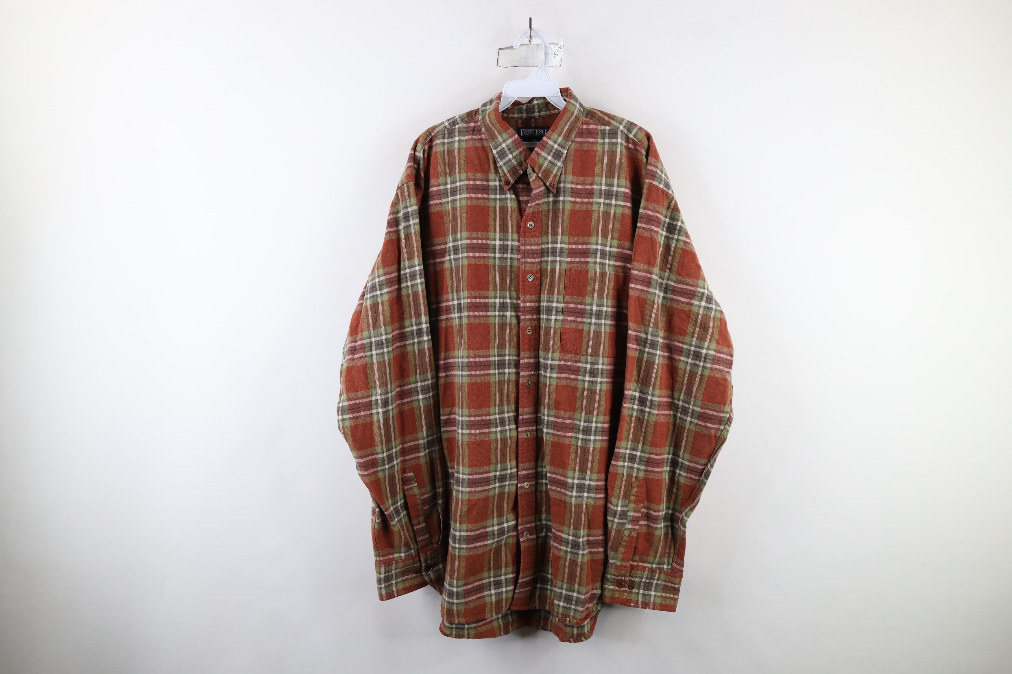 Lands' End × Vintage Vintage 90s Lands End Flannel Button Down Shirt Plaid Size US XXL / EU 58 / 5 - 1 Thumbnail
