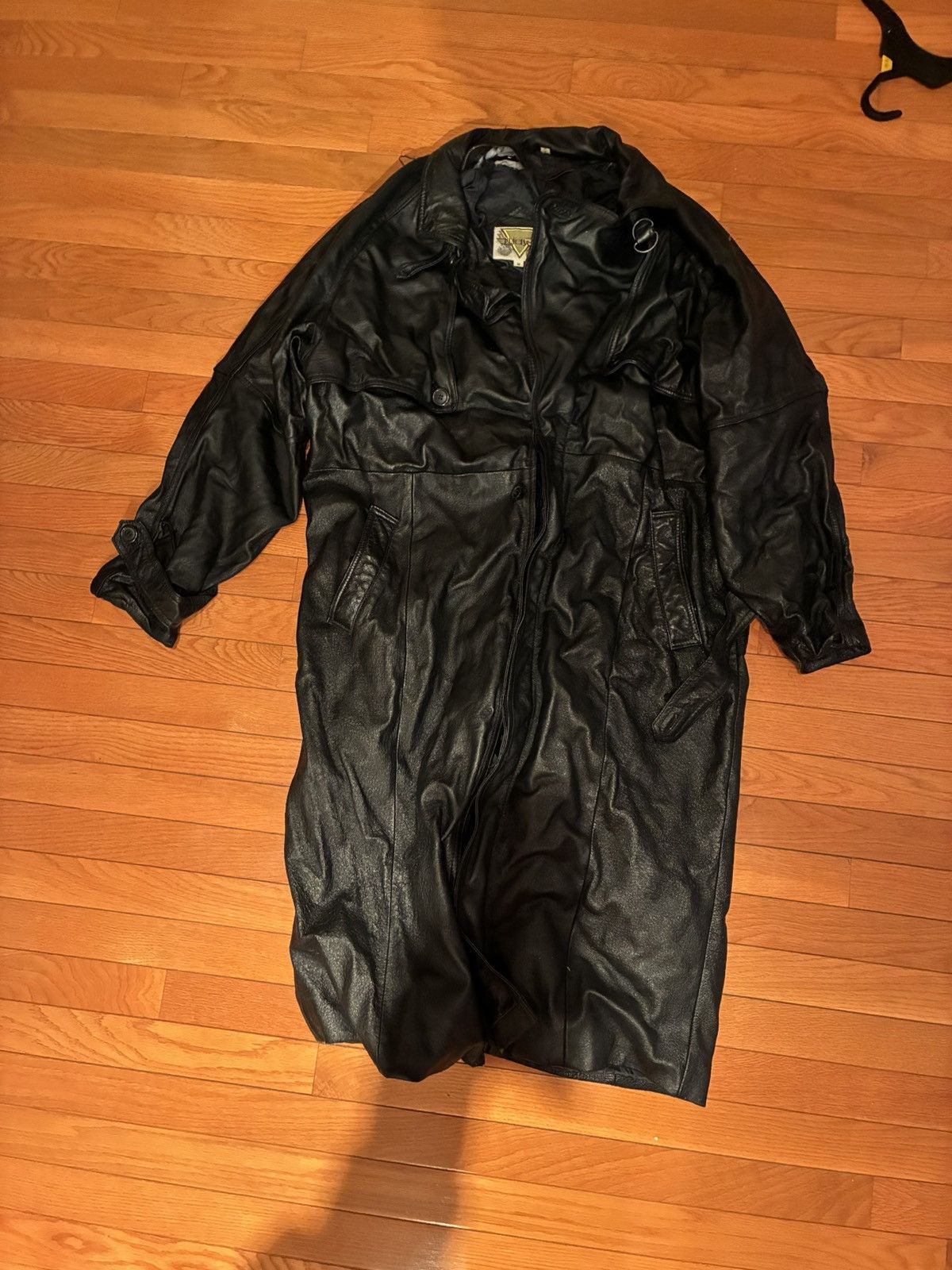 Other Black Leather Jacket Trench Coat Style - Size Medium Size US M / EU 48-50 / 2 - 1 Thumbnail