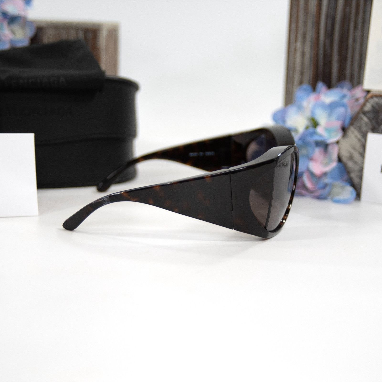 Balenciaga Balenciaga BB0154S Havana Brown Tortoise Logo Acrylic Wrap S Size ONE SIZE - 7 Thumbnail