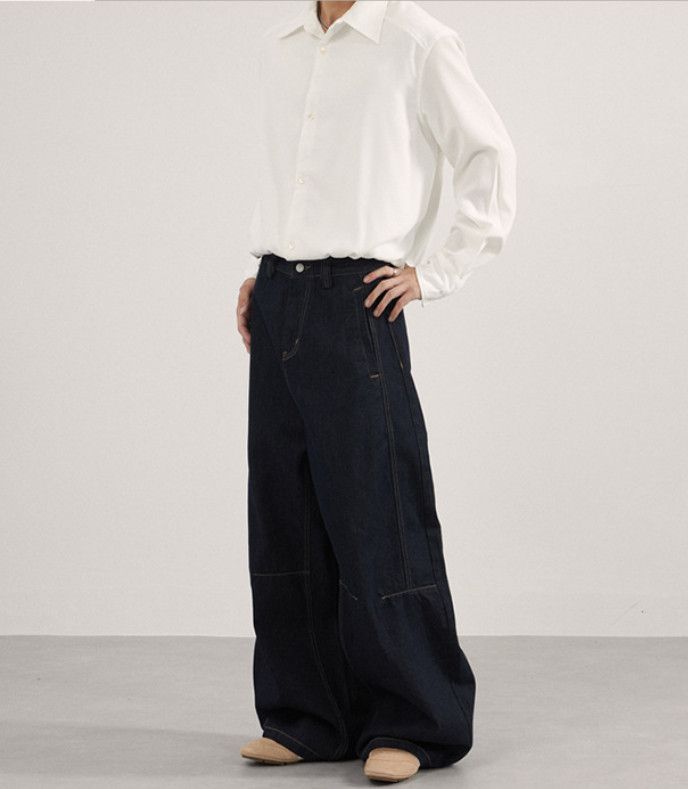 Japanese Brand American high-street patchwork baggy wide-leg curved jeans Size US 32 / EU 48 - 2 Thumbnail