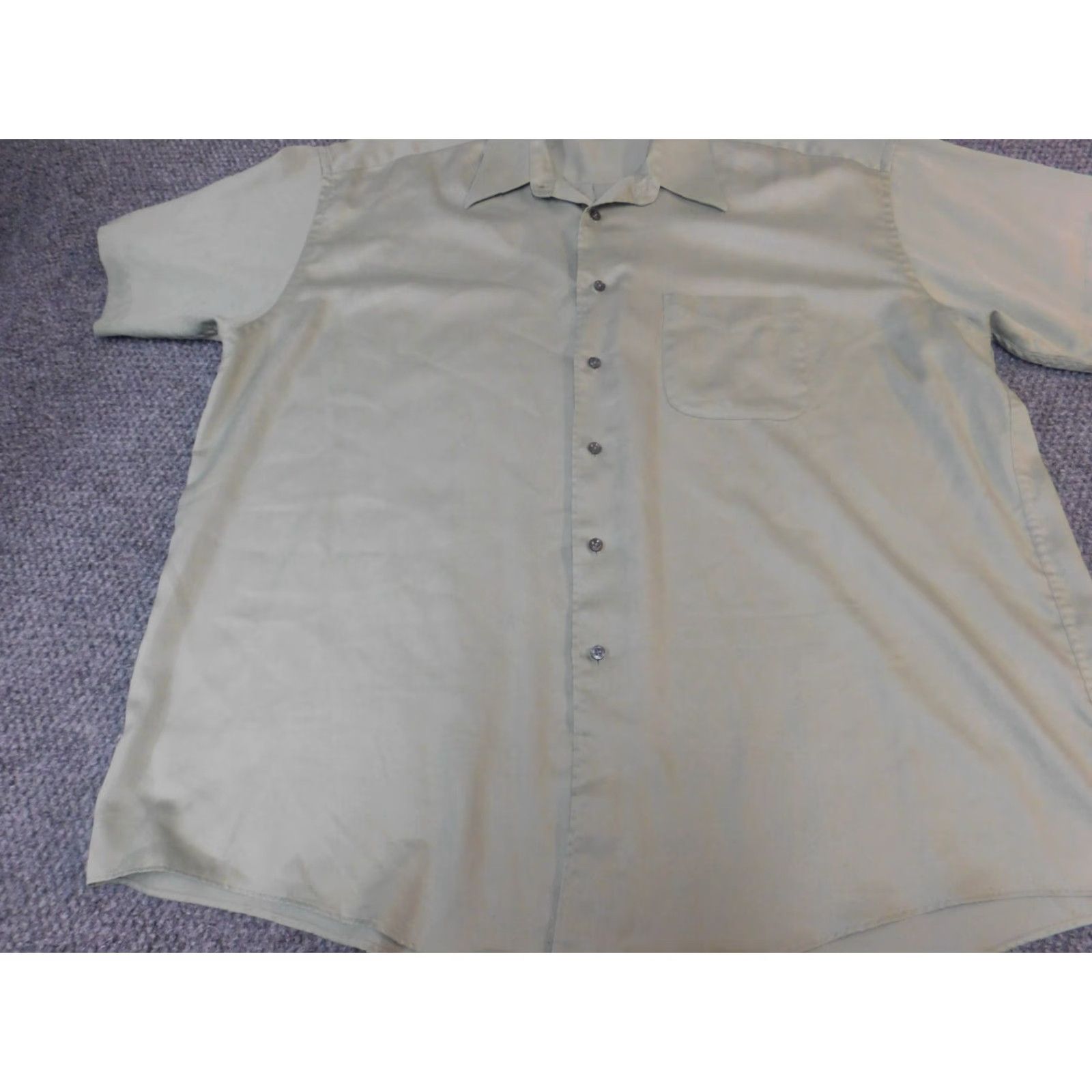 Croft & Barrow Croft & Barrow Shirt Mens 18 Green Button-Down Shirt 18 Green Sateen Cotton Knit Regular Button-Up Collared Long Sleeve Size US XXL / EU 58 / 5 - 3 Thumbnail