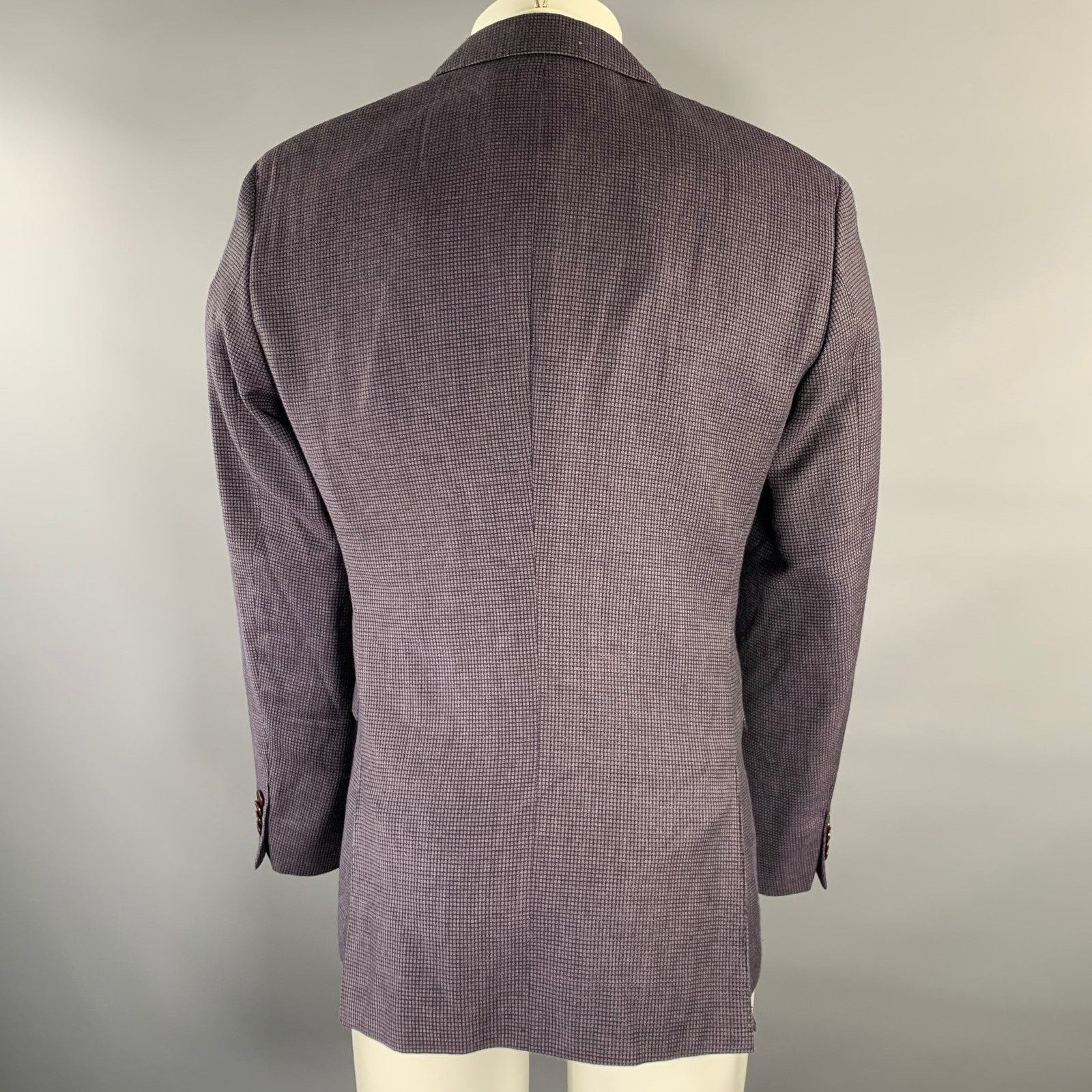 Hugo Boss HUGO BOSS Size 38 Purple Check Wool Linen Sport Coat Size 38R - 4 Thumbnail