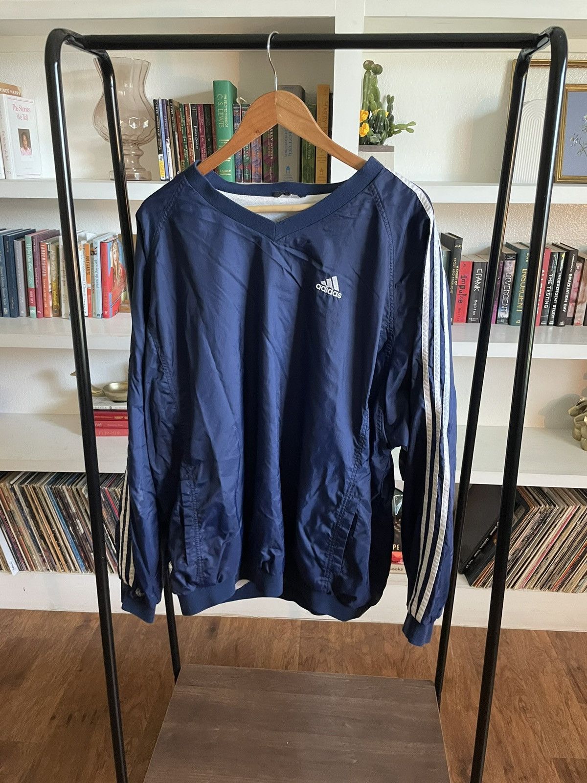 Adidas × Vintage 90s Adidas V-neck windbreaker Size US XL / EU 56 / 4 - 1 Thumbnail