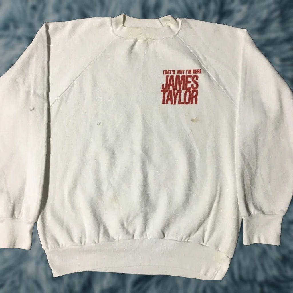 Vintage VINTAGE James Taylor That’s Why I’m Here Faded Distress Promo Sweatshirt S White Concert Men's Shirt USA 80s Grunge Promo Distressed Tee Size US S / EU 44-46 / 1 - 1 Thumbnail