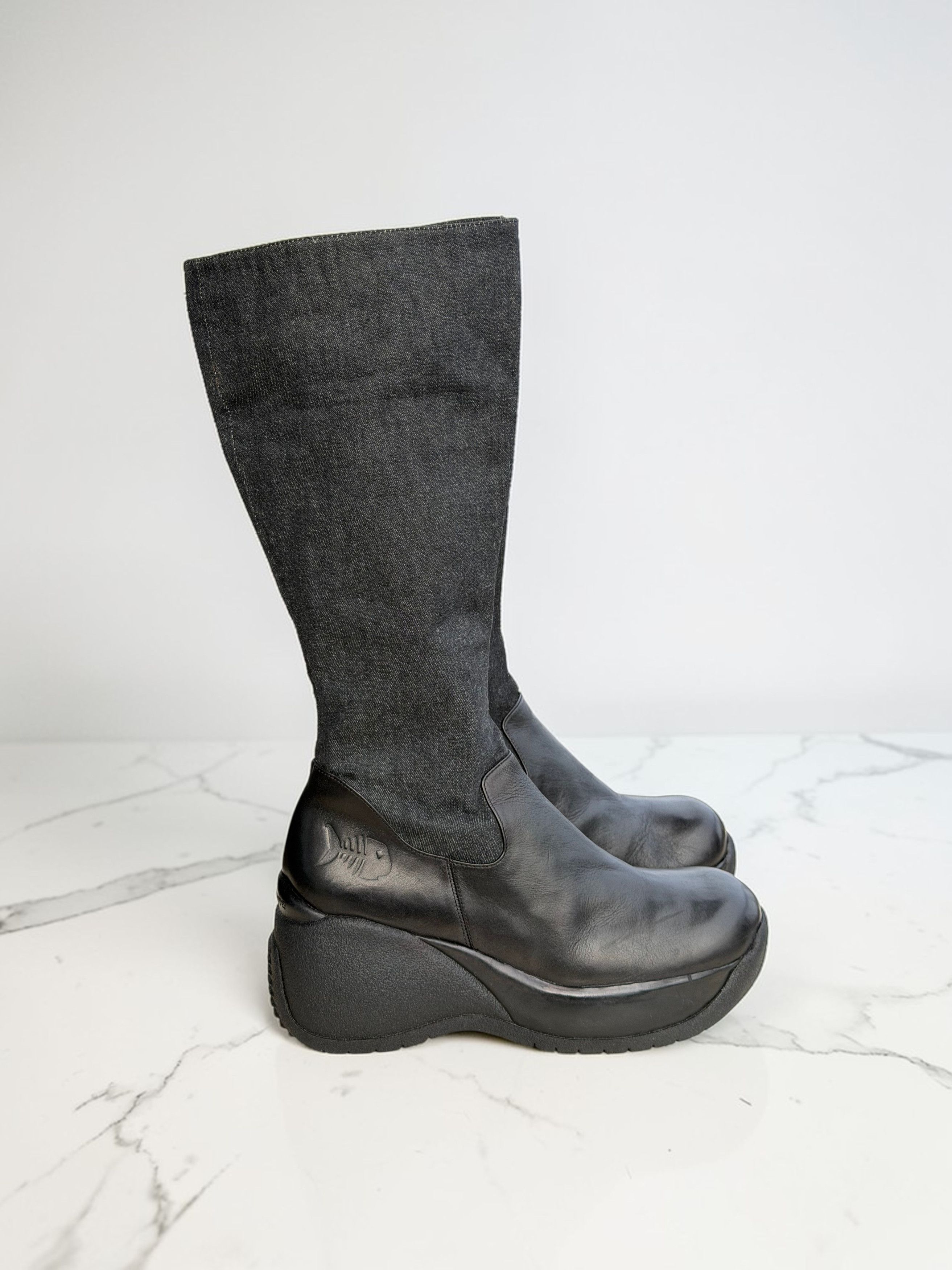 Other Leather Fishbone Boots Original Y2K! chunky boots US 8,5/9 Size US 8.5 / IT 38.5 - 1 Thumbnail