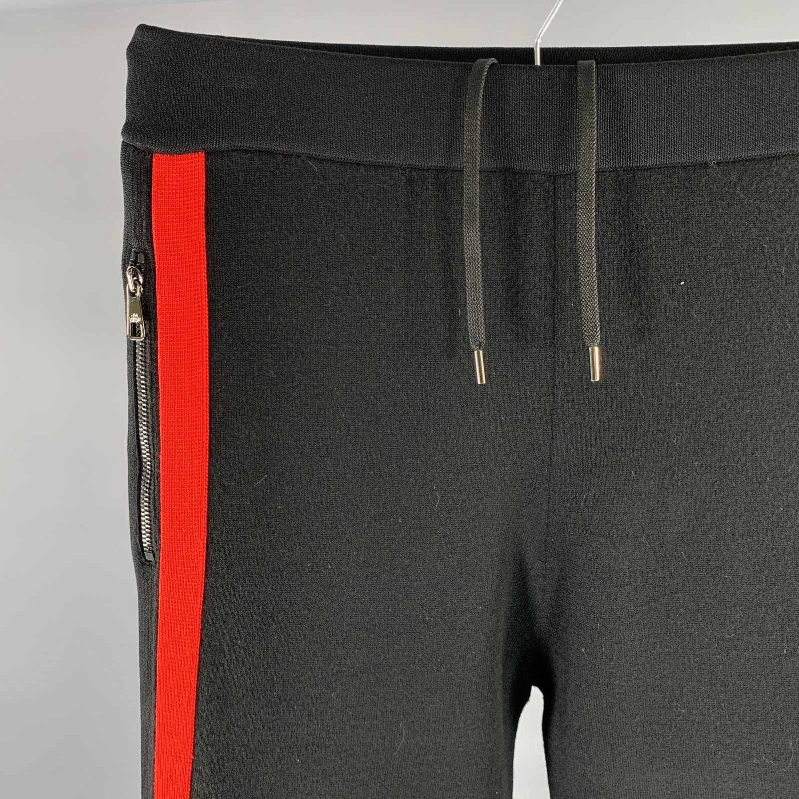 Neil Barrett NEIL BARRETT Size L Black Red Color Block Wool Joggers Size US 32 / EU 48 - 2 Thumbnail