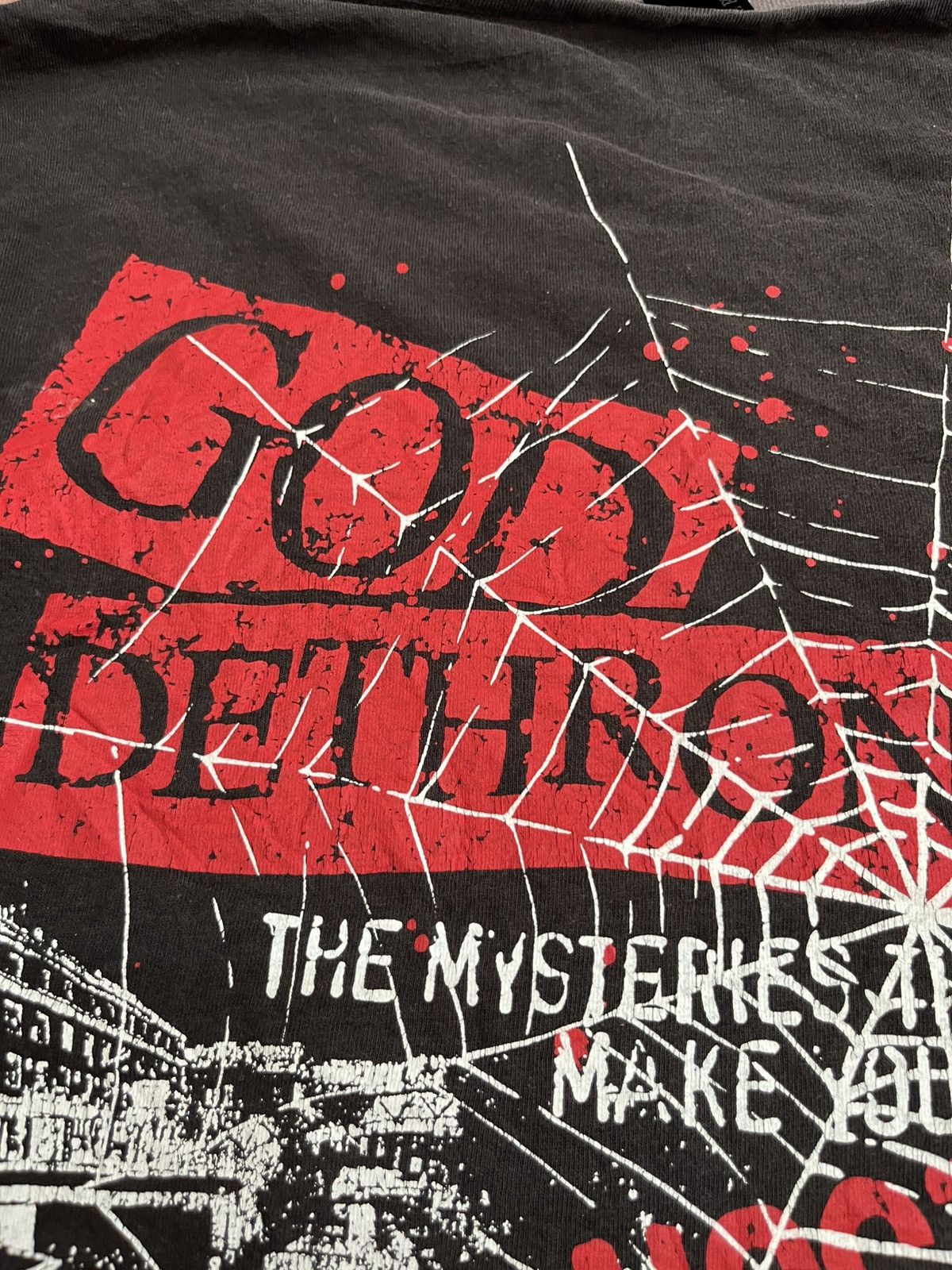 Expert Horror 💥Vtg 90s GOD DETHRONED Poem Religion Lost CH Rip Off PUNK Size US L / EU 52-54 / 3 - 5 Thumbnail