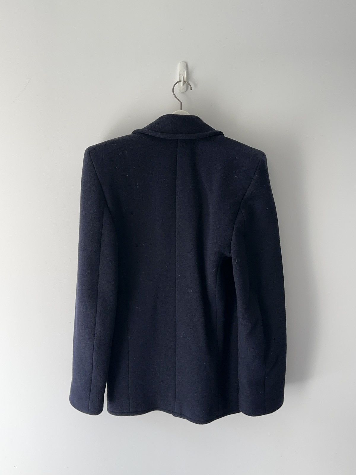 Balenciaga SS19 runway boxy shoulder camel navy coat jacket Size 44S - 3 Thumbnail