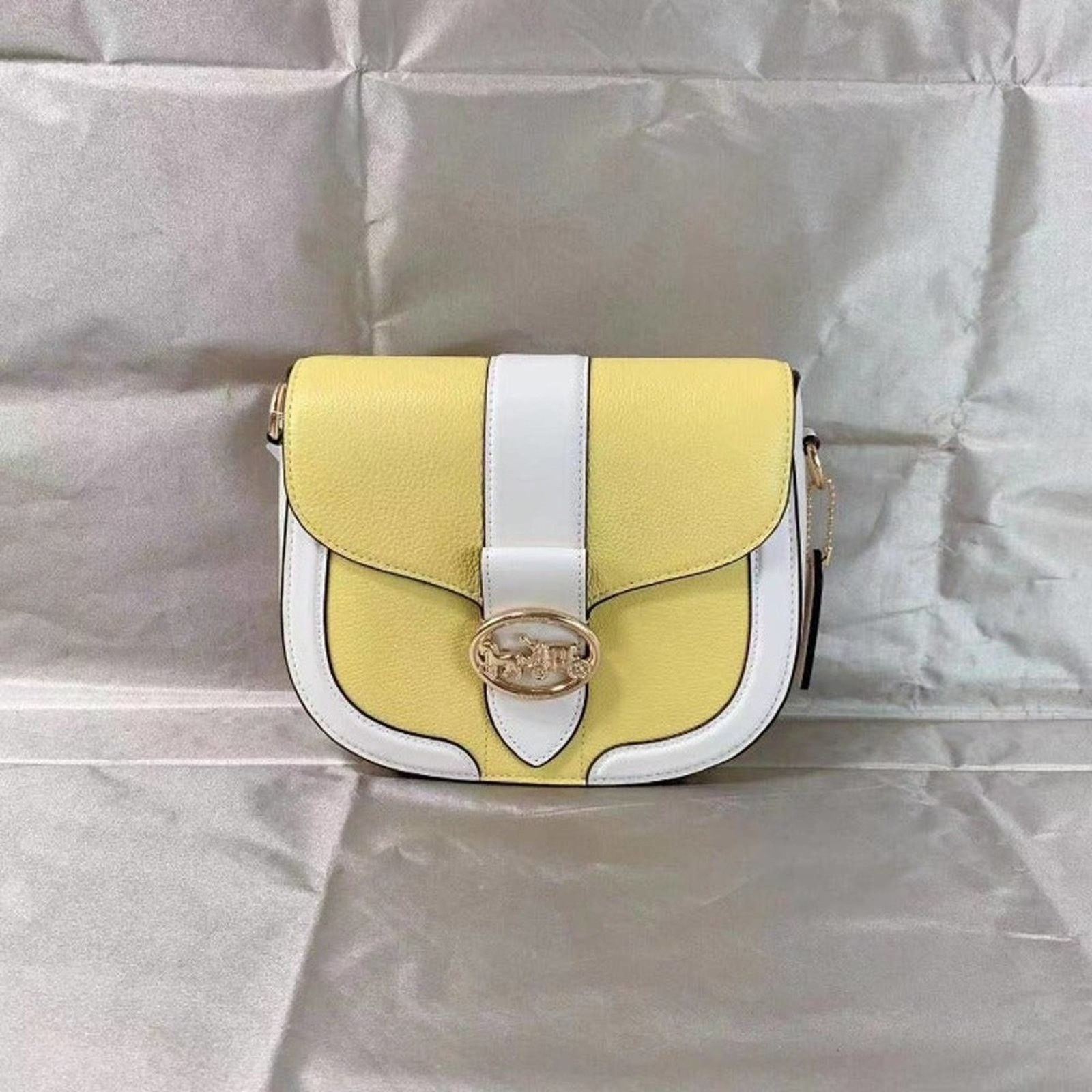 Coach COACH C8296 GEORGIE SADDLE BAG IN COLORBLOCK GOLD YELLOW Size ONE SIZE - 1 Thumbnail