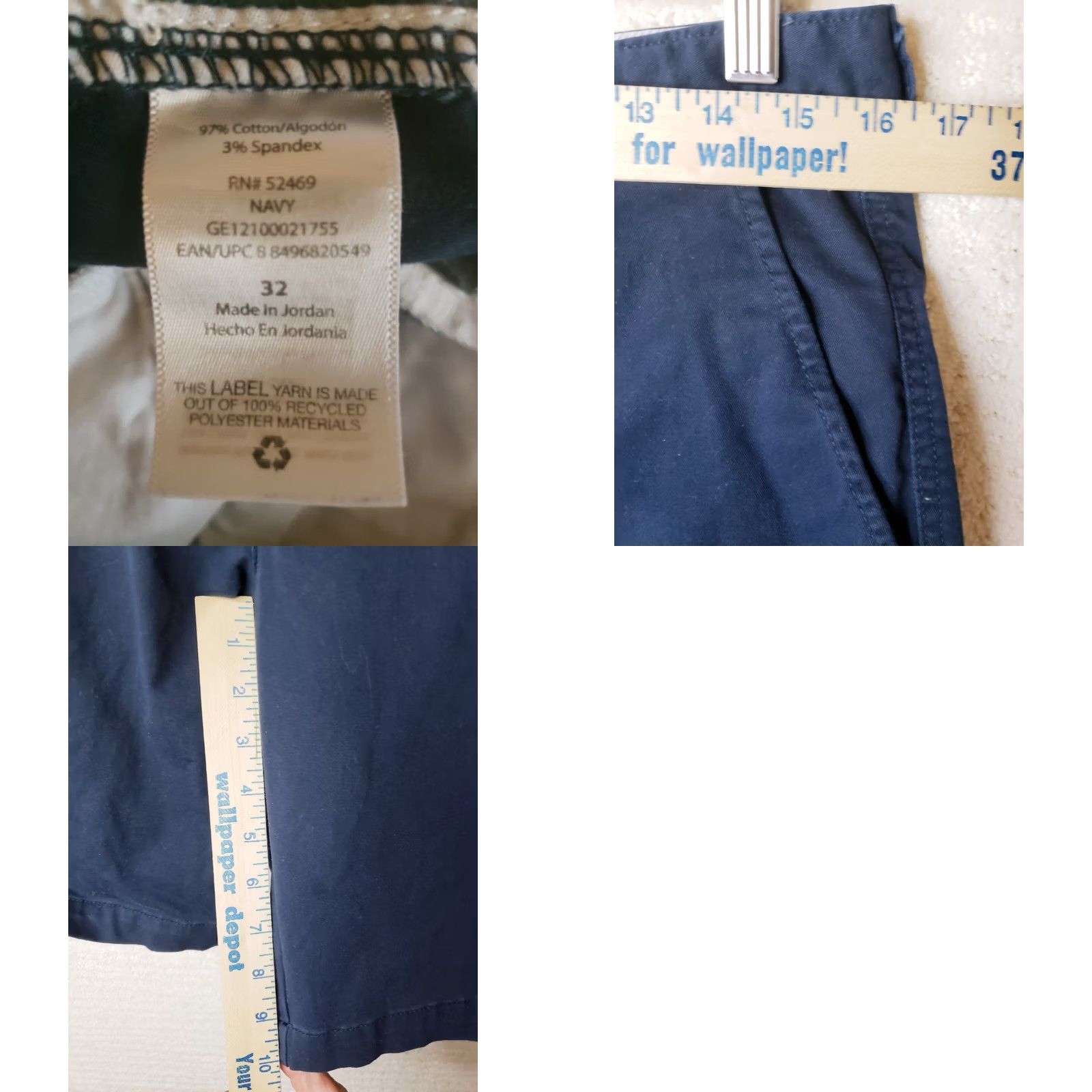 George George Shorts Men 32x10 Navy Blue Flat Front Stretch Moisture Wicking Casual Comfort Chino Inseam 10" Navy Mens Size US 32 / EU 48 - 8 Thumbnail