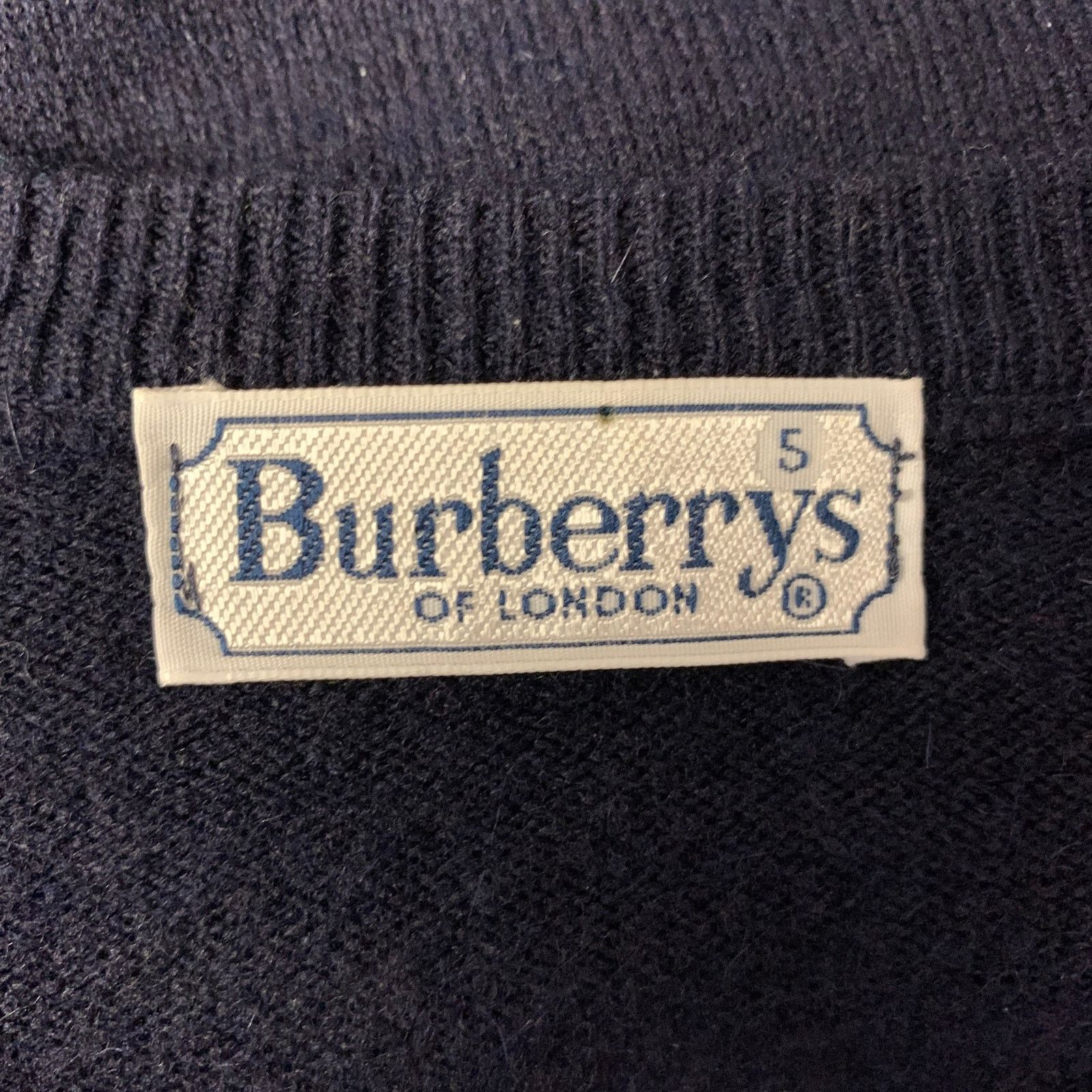 Burberry BURBERRYS Size S Navy Ribbed Wool Blend V-Neck Sweater Size US S / EU 44-46 / 1 - 4 Thumbnail