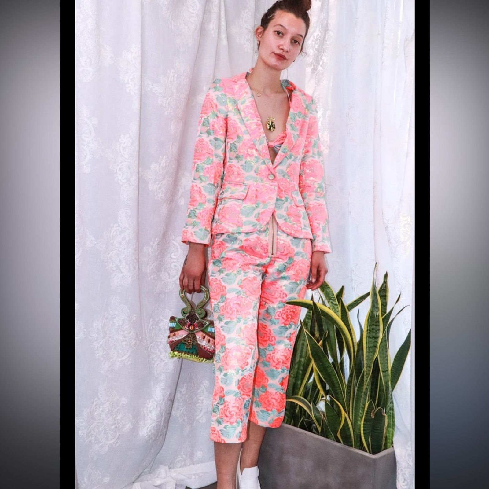For Love & Lemons For Love & Lemons Brocade Jackpot Pants - Size M Size 27" / US 4 / IT 40 - 1 Thumbnail
