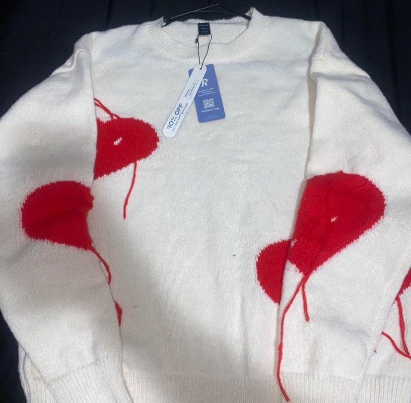 Other Distressed Heart Patch Knit Sweater Size XXL / US 16-18 / IT 52-54 - 2 Thumbnail