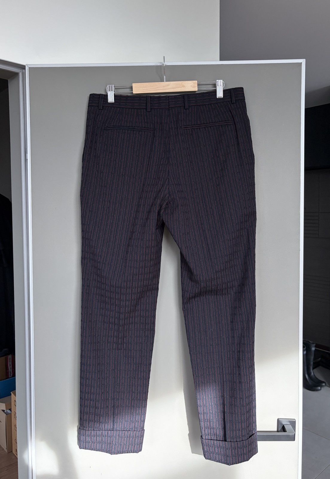 Dries Van Noten Dries Van Noten Textures Deep Blue/Red Classic Trousers Size 27" / US 4 / IT 40 - 9 Thumbnail