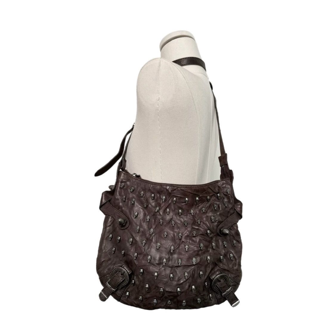 Thomas Wylde thomas wylde punk brown leather crossbody bag w skull studs Size ONE SIZE - 1 Thumbnail