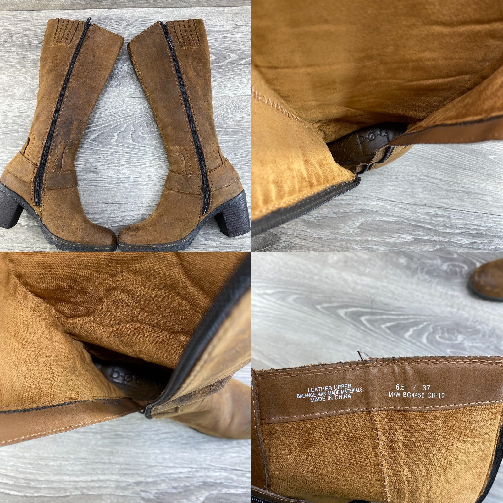 Born Born BOC Womens Boots Riding Brown Leather Tall Zip Buckle Heel 6.5 Size US 7 / IT 37 - 9 Thumbnail