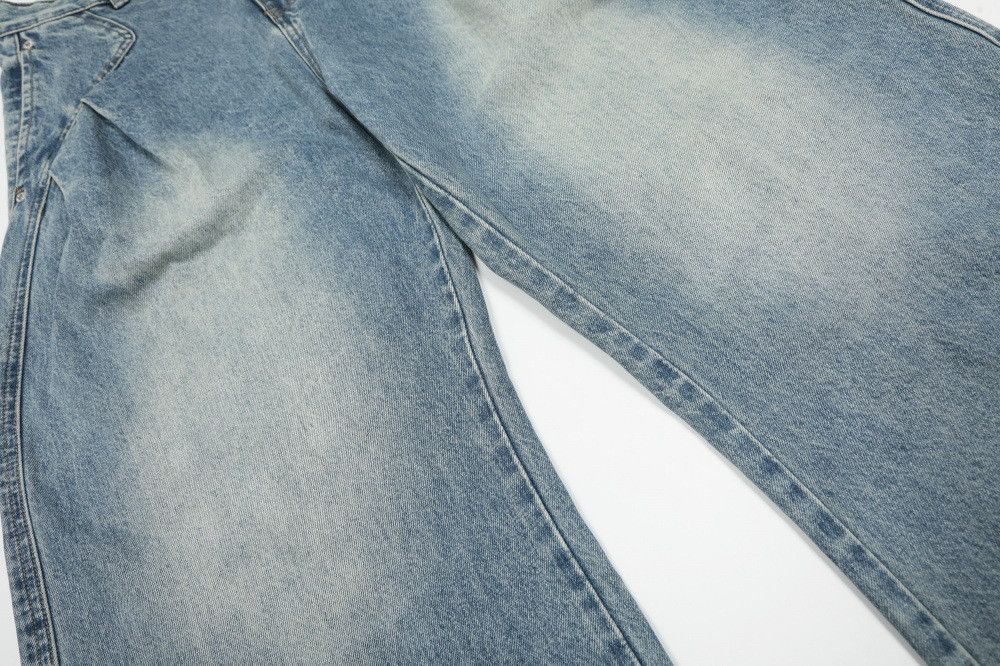 Japanese Brand × Jean Men's punk pleated pocket cargo silhouette washed jeans Size US 32 / EU 48 - 5 Thumbnail